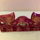 Scout clock in red ceramic bordeaux art deco style