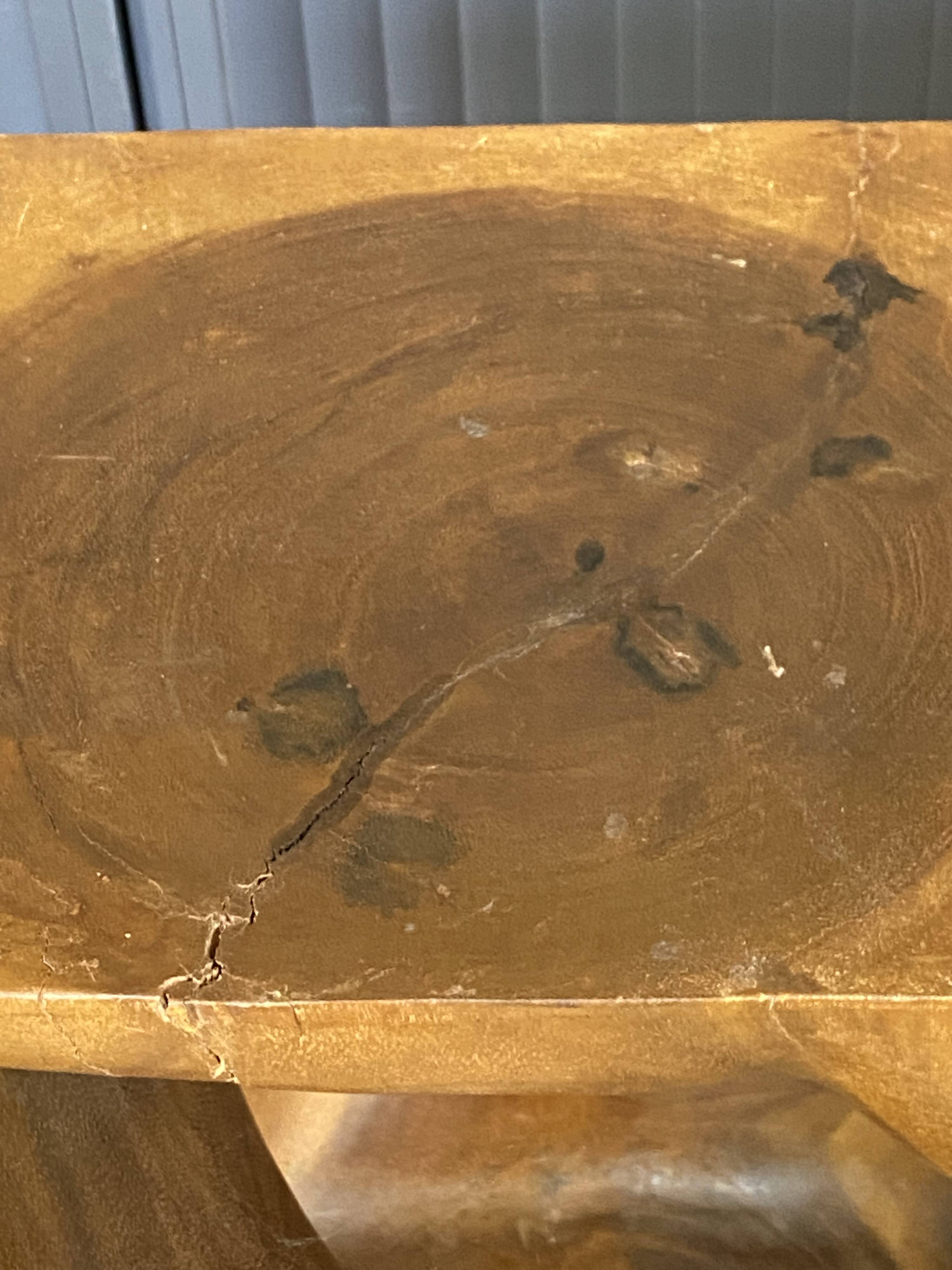 Stool n2 in solid raw walnut wood carved from the mass 1970