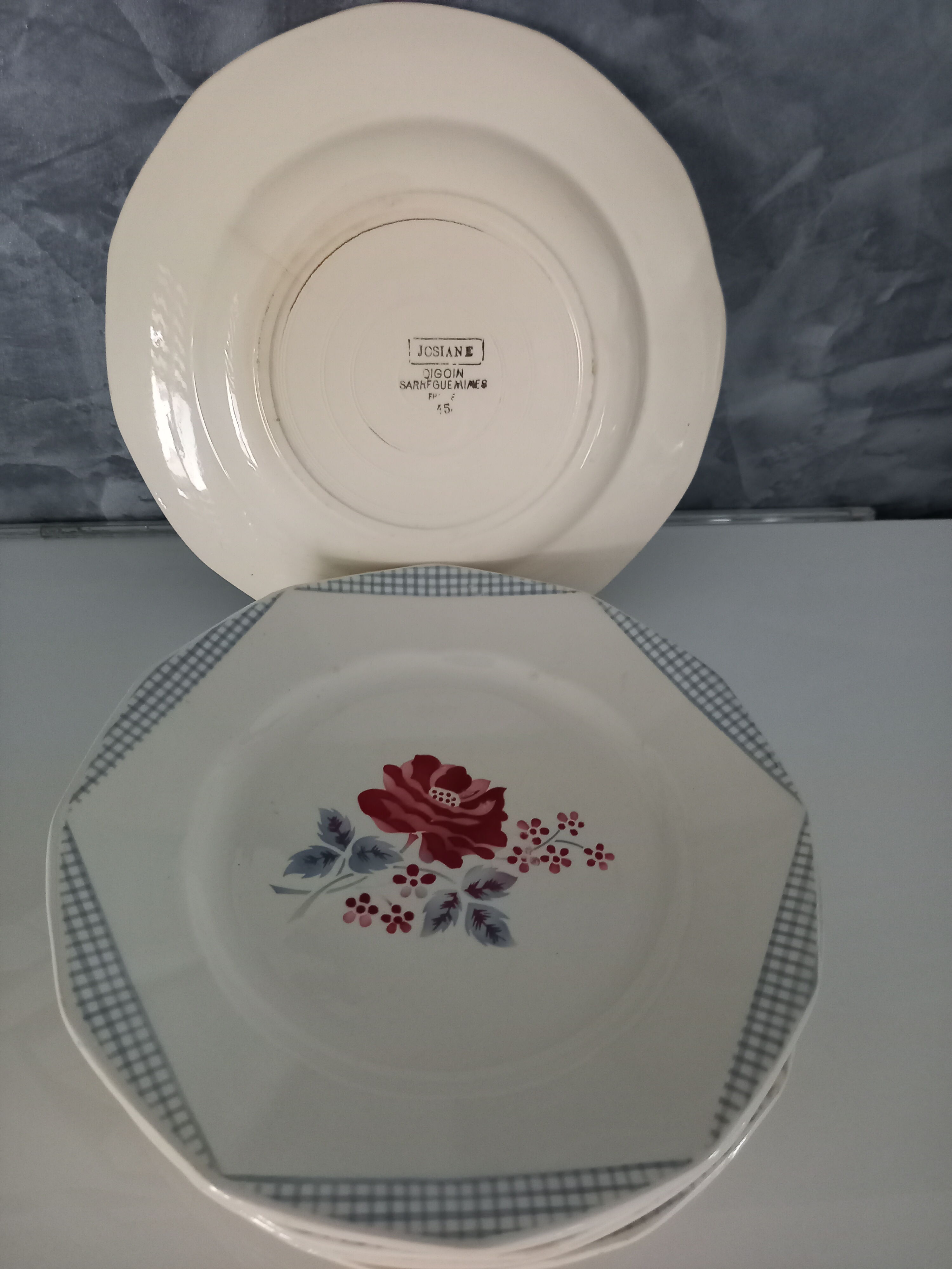 Lot of 6 flat plates Digoin Sarreguemines