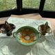 Cup and two baskets glazed sandstone pottery lacourbas with old issoire