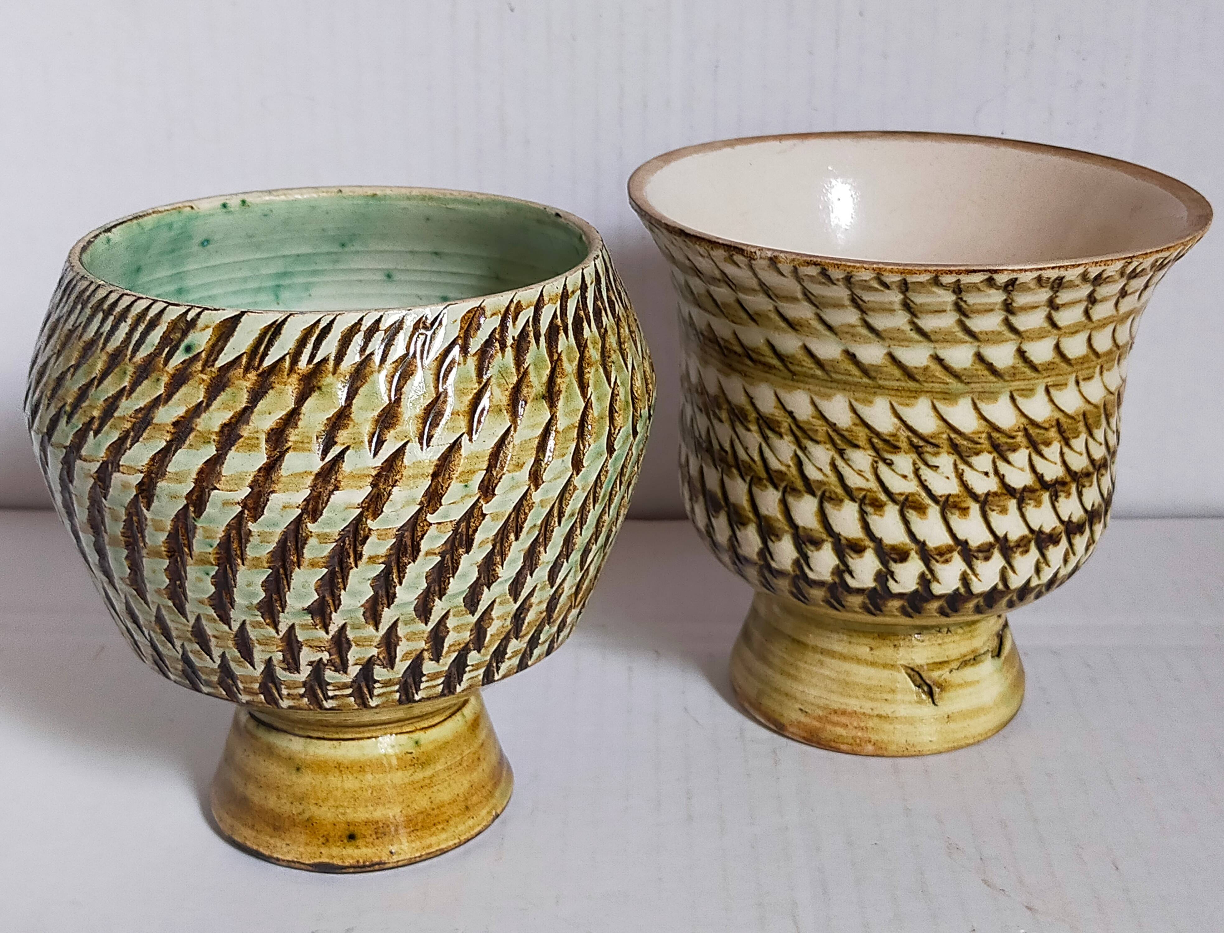 Duo of sacrificed ceramics Pottery by Pieter Groeneveldt 60s