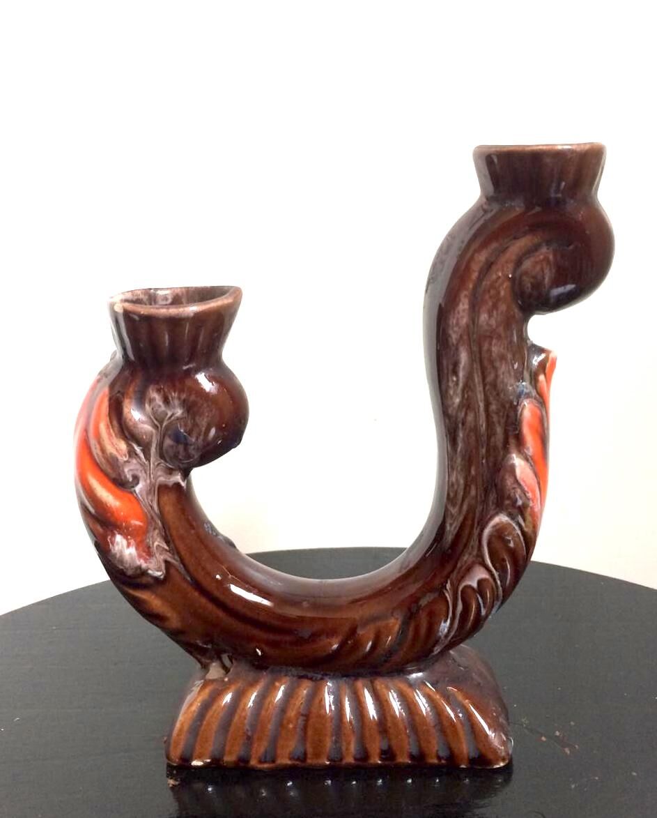 Signed ceramic Vallauris bougeoir