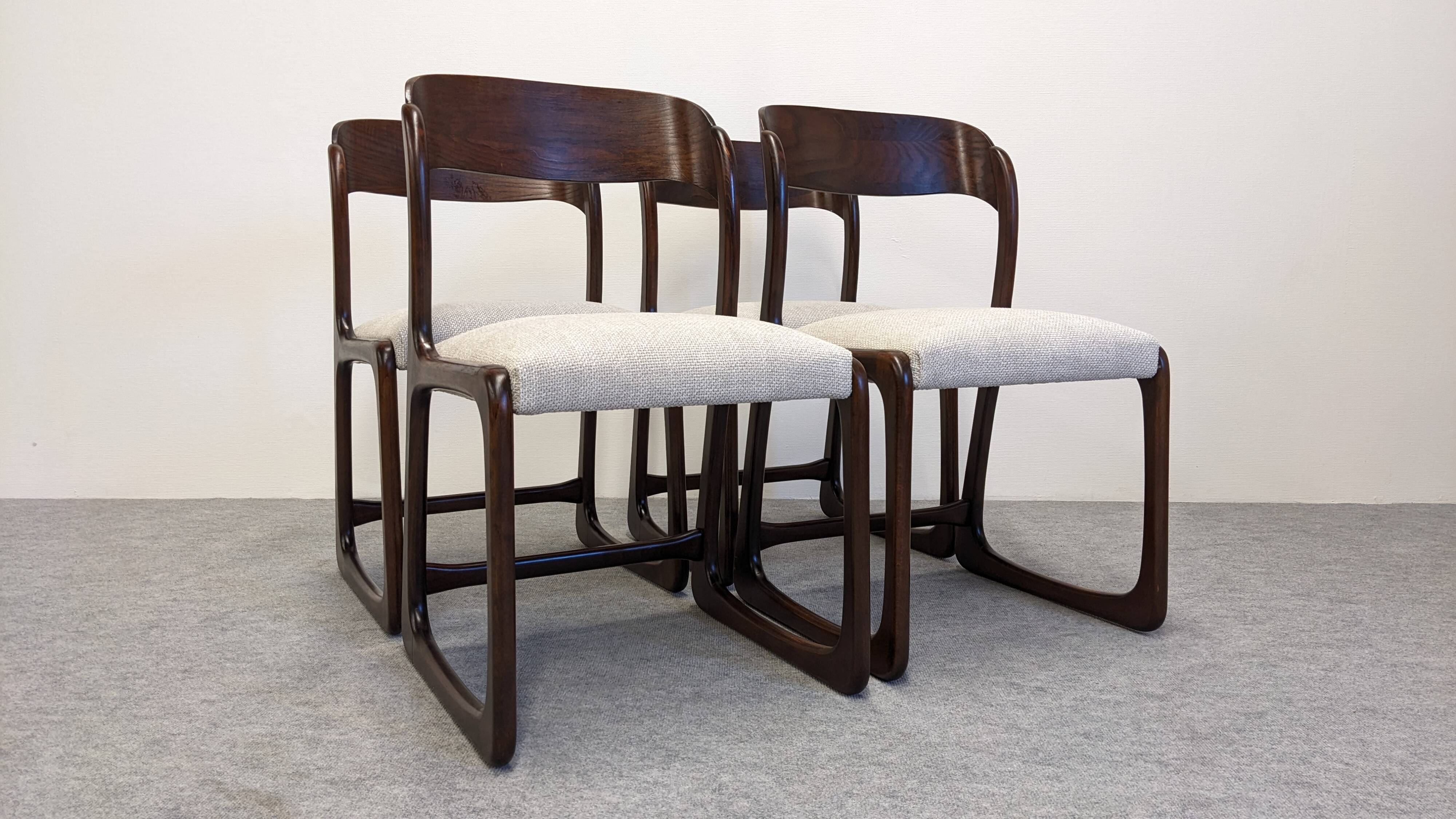 Set of 4 Baumann sled chairs, France circa 1970.