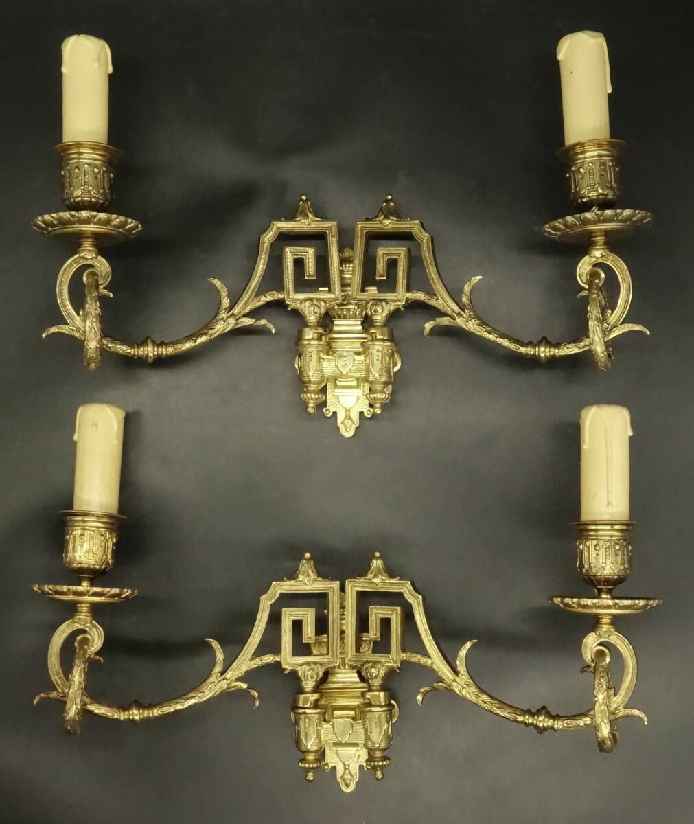 Pair of sconces with Louis XVI laurel garlands from the 19th century - Émile Muller
