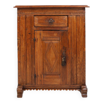16th Century Belgian hand carved single door cabinet in full oak