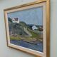 1954 Mid Century Modern Landscape Oil Painting 'Walking the Archipelago', Framed