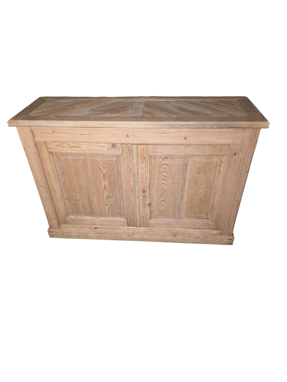 19th-century buffet in solid fir with a chevron top (shallow)