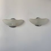 Pair of vintage chrome and sandblasted glass wall lights, Italy, 1970s