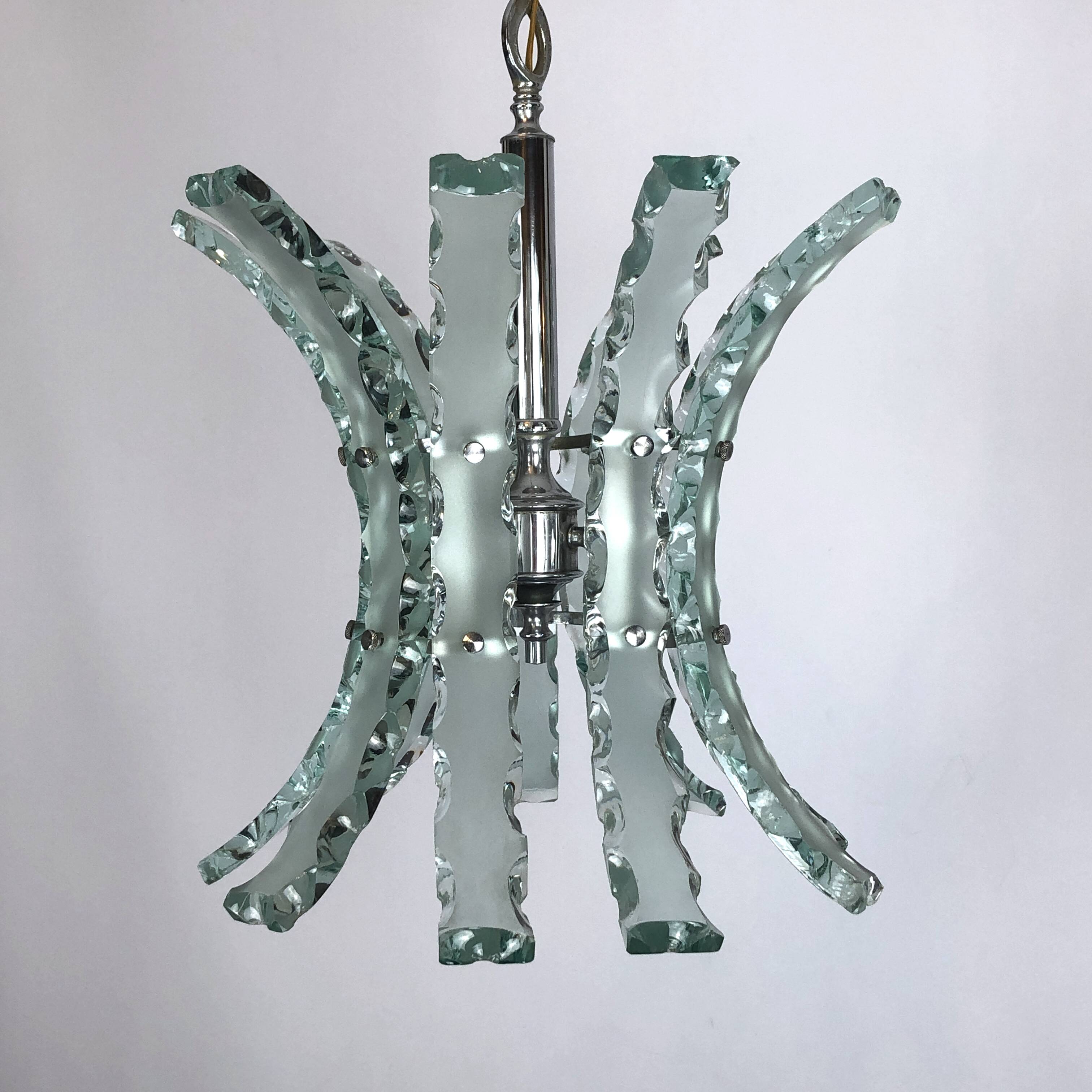 Mid-century Italian cut glass chandelier by Zero Quattro