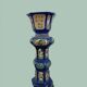 Vase chinois monumental sur piédestal en terre cuite émaillée