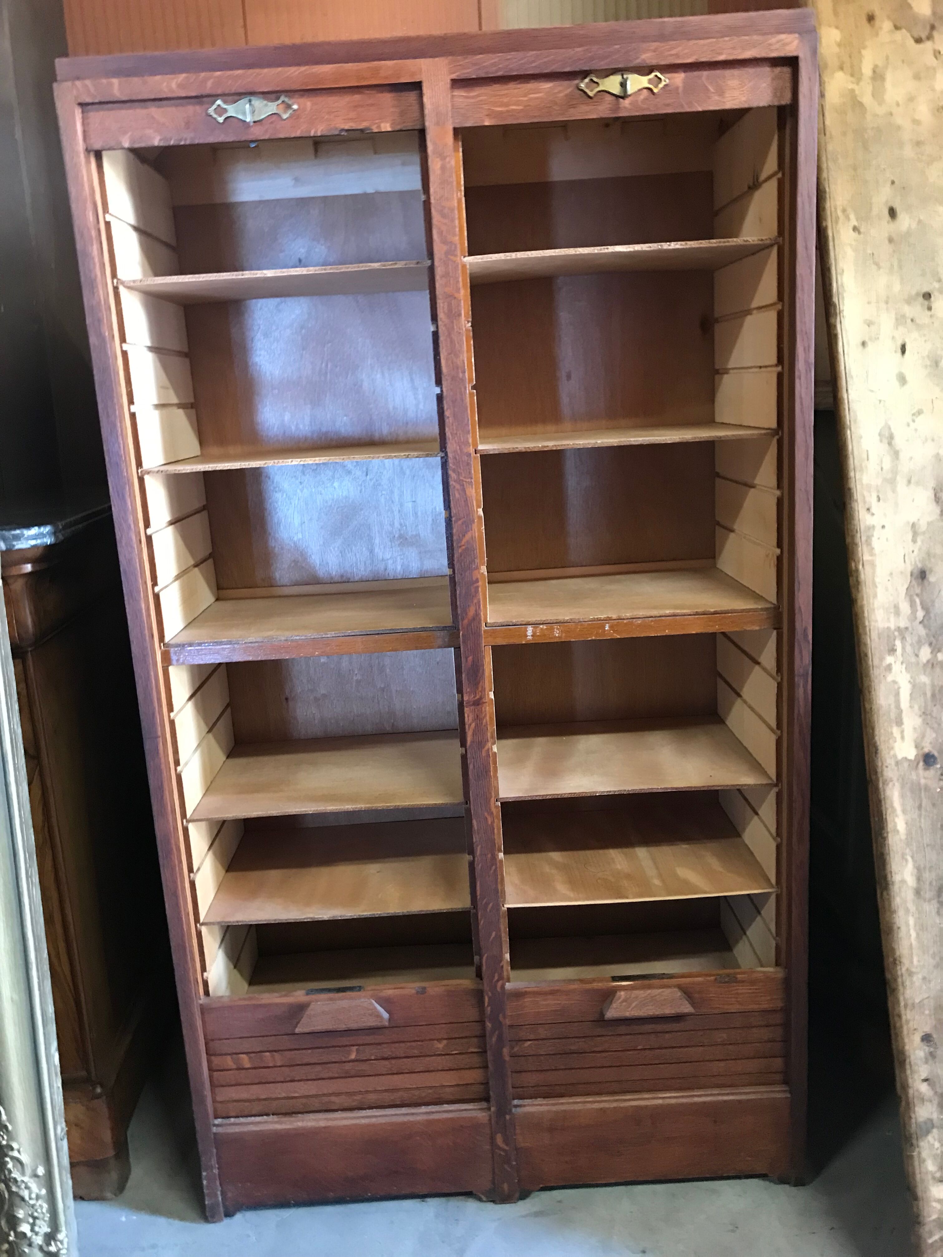 Solid oak notary curtain cabinet