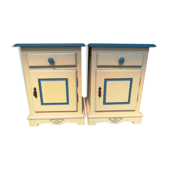 Beige and blue bedside pairs