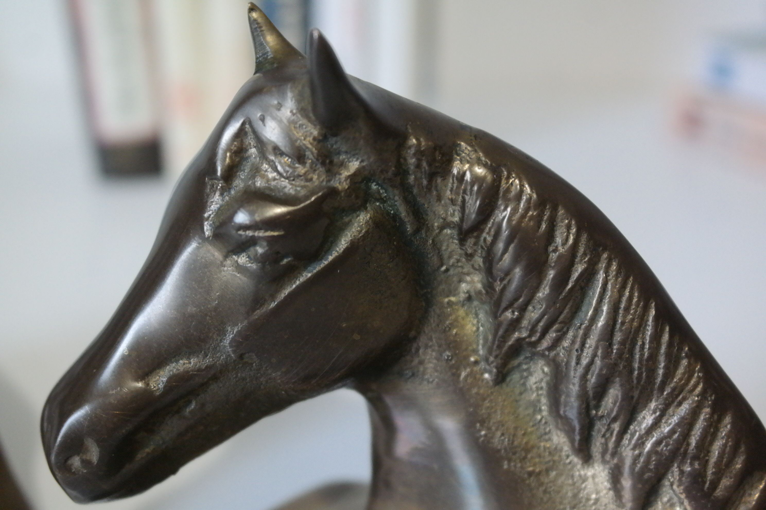 Pair of bookends plaster horses effect vintage brass