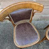 Pair of restaurant chairs bent wood imitation leather 50s