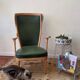 Fauteuil anglais cuir vert bouteille