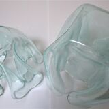 Two vases handkerchiefs Guzzini plexiglass lucite design 70s