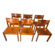 Vintage elm and leather chairs by Maison Regain, 1970s, set of 6.
