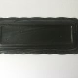 Plat à cake en grès flammé noir et vert vintage
