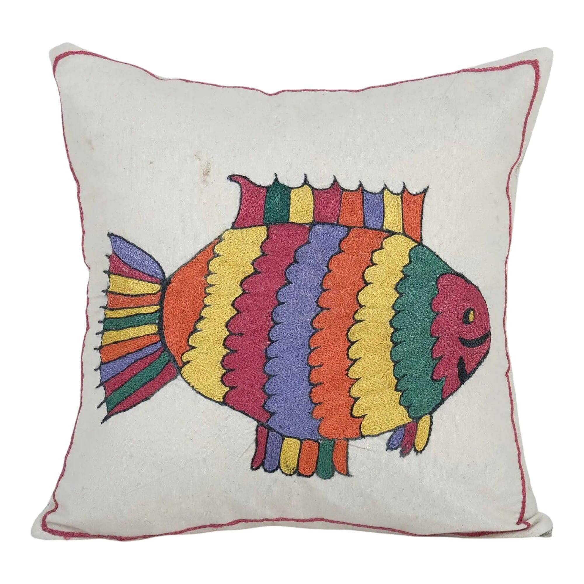 Vintage embroidered cushion cover 46x48 cm