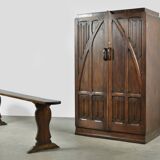 Unique wooden wardrobe and/or hall cupboard in Art Nouveau style, 1930.