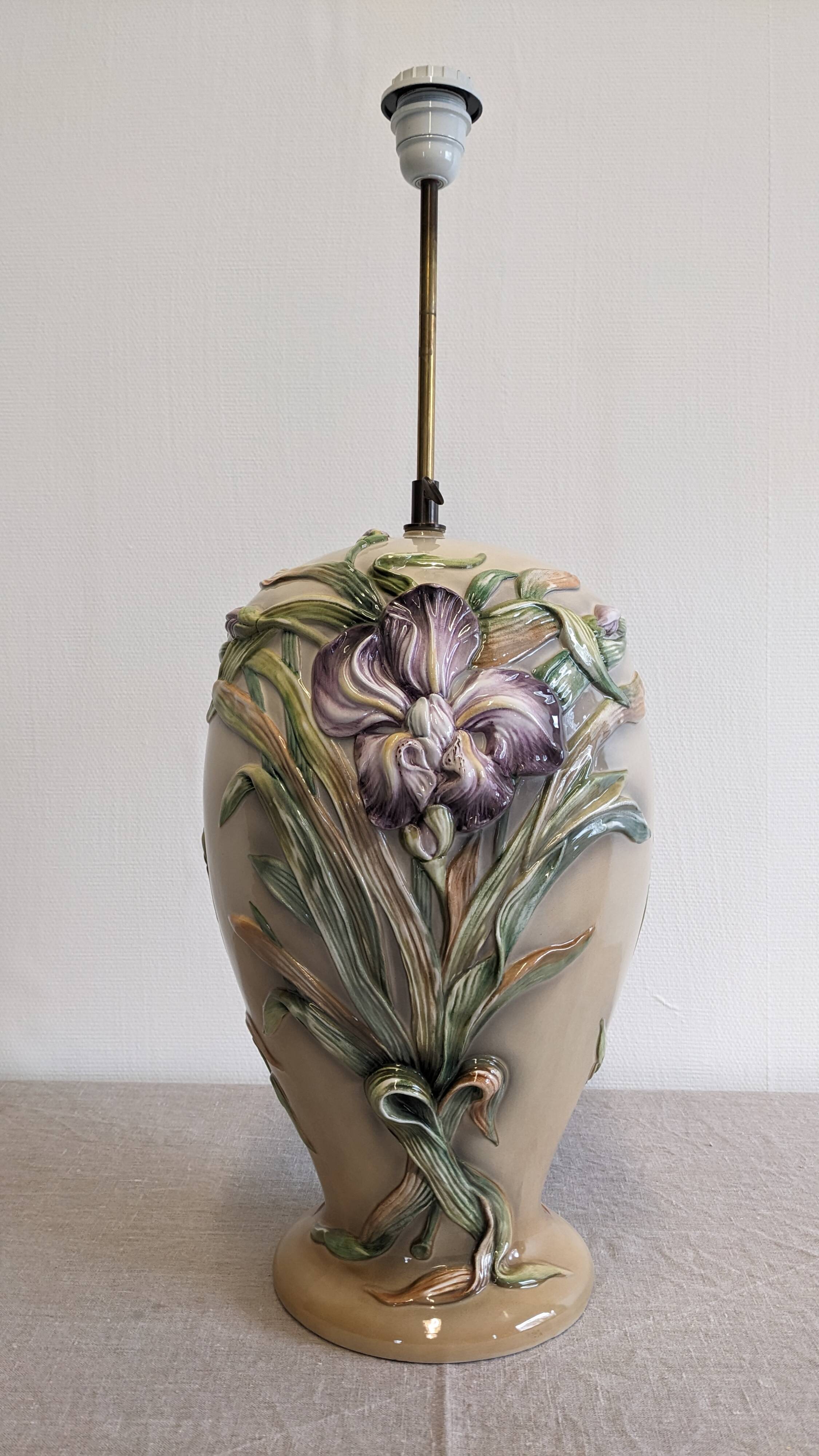 XL lamp base in earthenware from Maison Chaumette, France circa 1980.