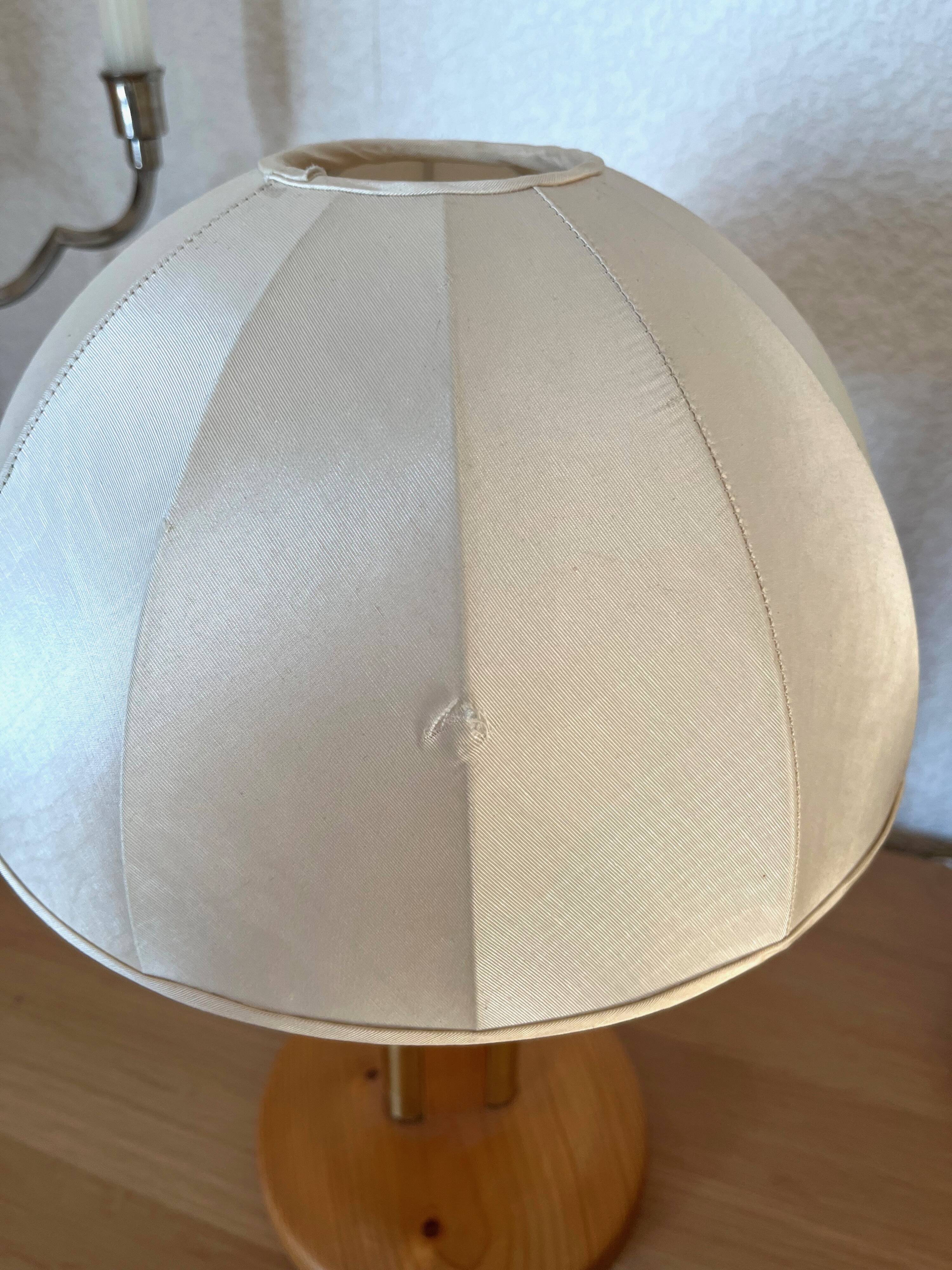 Pair Danish Modern Mid Century Pine Wood Cocoon Bedside Lamps