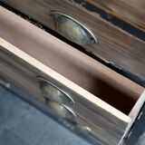 Display cabinet – Vintage sideboard with wooden drawers and glass doors