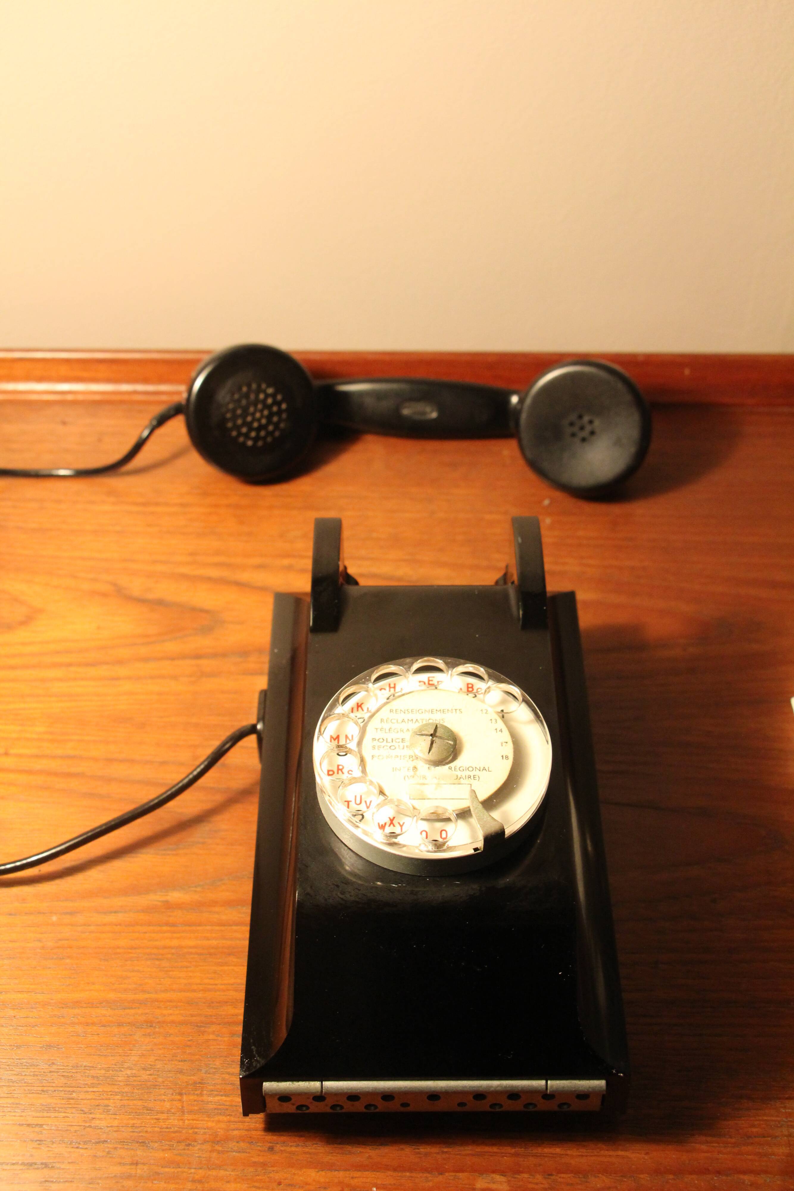 Ericsson Bakelite Black Wall Dial Phone