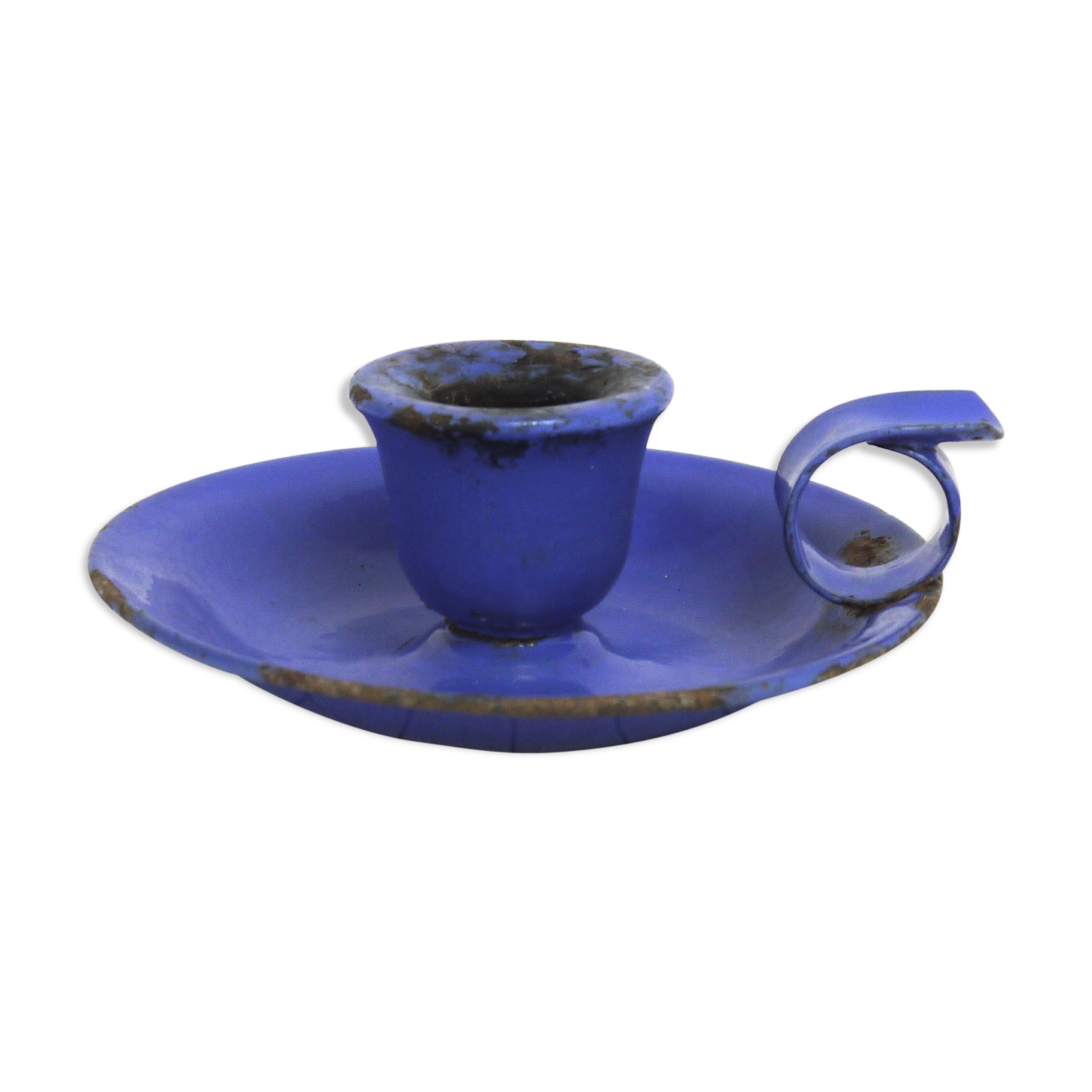 Candleholder in blue enamel