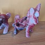 Max Idlas (1932-2020) - Pair of horses carrying a basket on each side - In pink ceramic