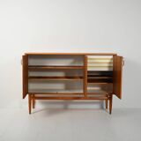 Scandinavian highboard sideboard, 1950s/60s, oak & teak, three doors