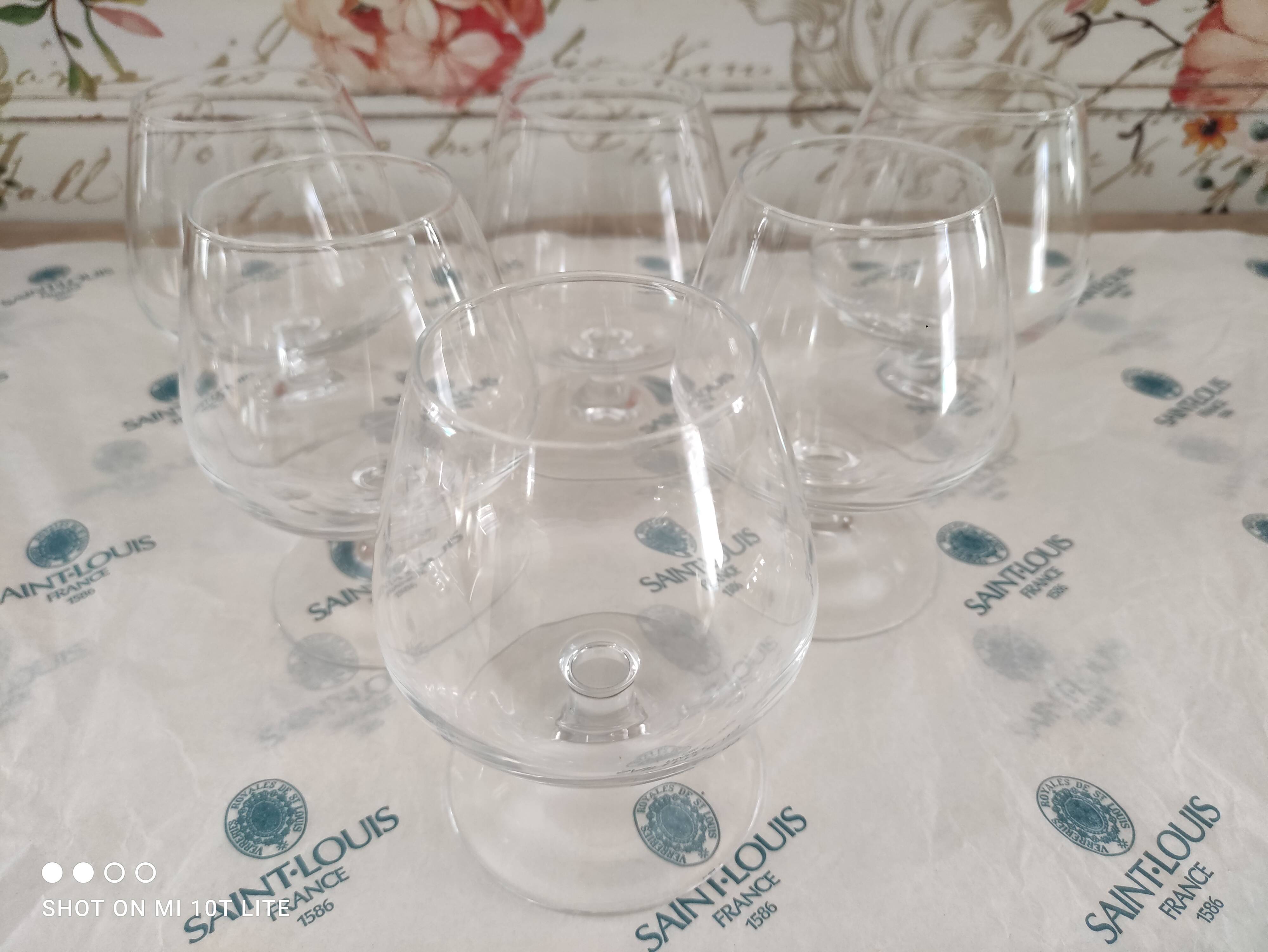 Set of 6 unstamped Saint-Louis cognac glasses, Tenareze model
