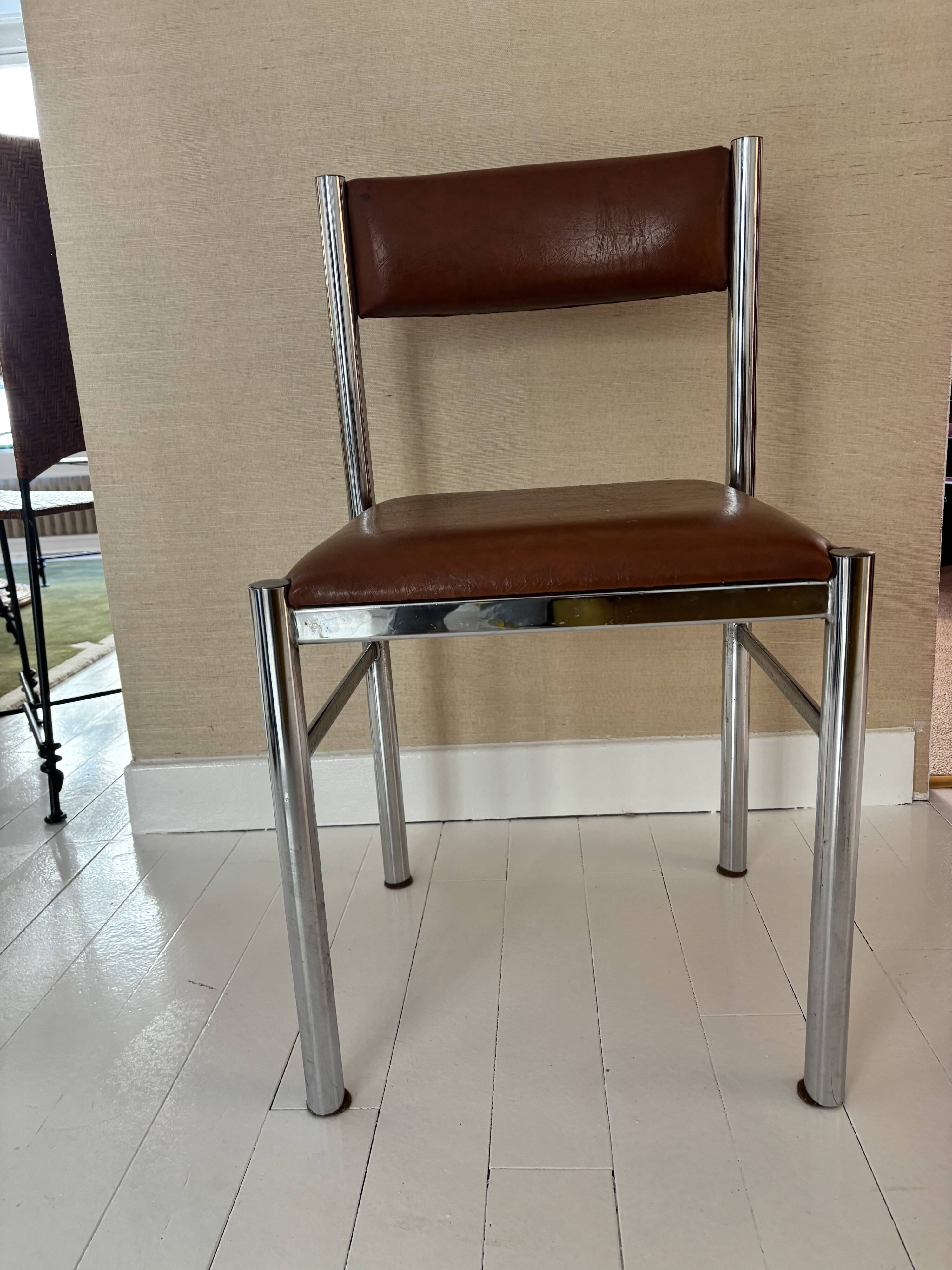 Chrome and leather chair