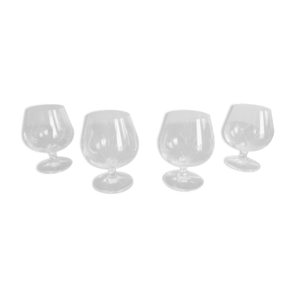 Lot 4 unsigned chiseled crystal cognac glasses