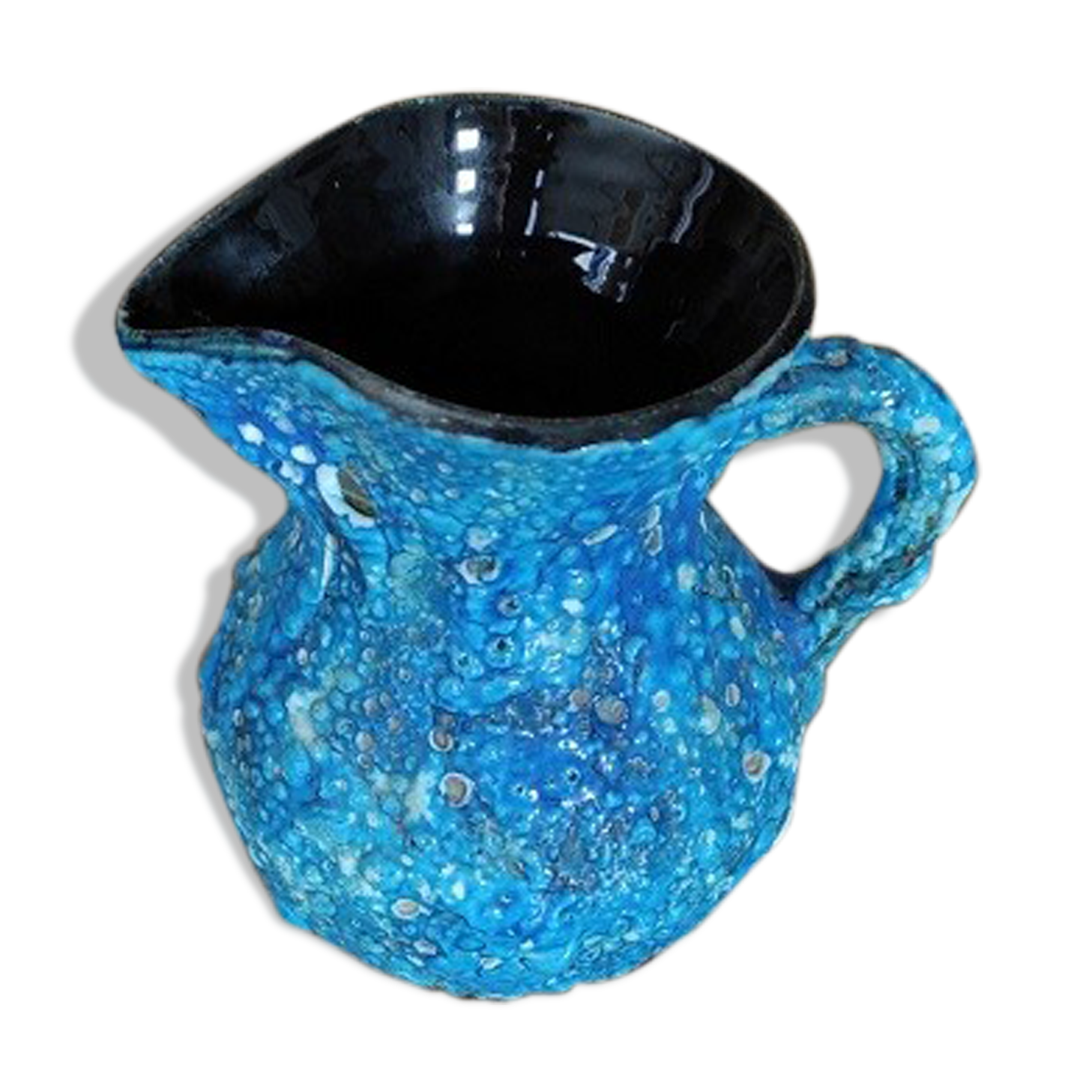 Pitcher lava Blue ceramic Vanoise old vintage