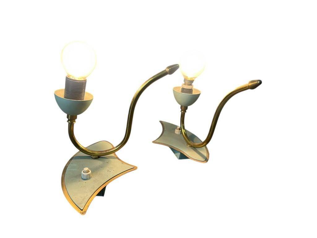 Set of 2 vintage rockabilly table lamps in mint green