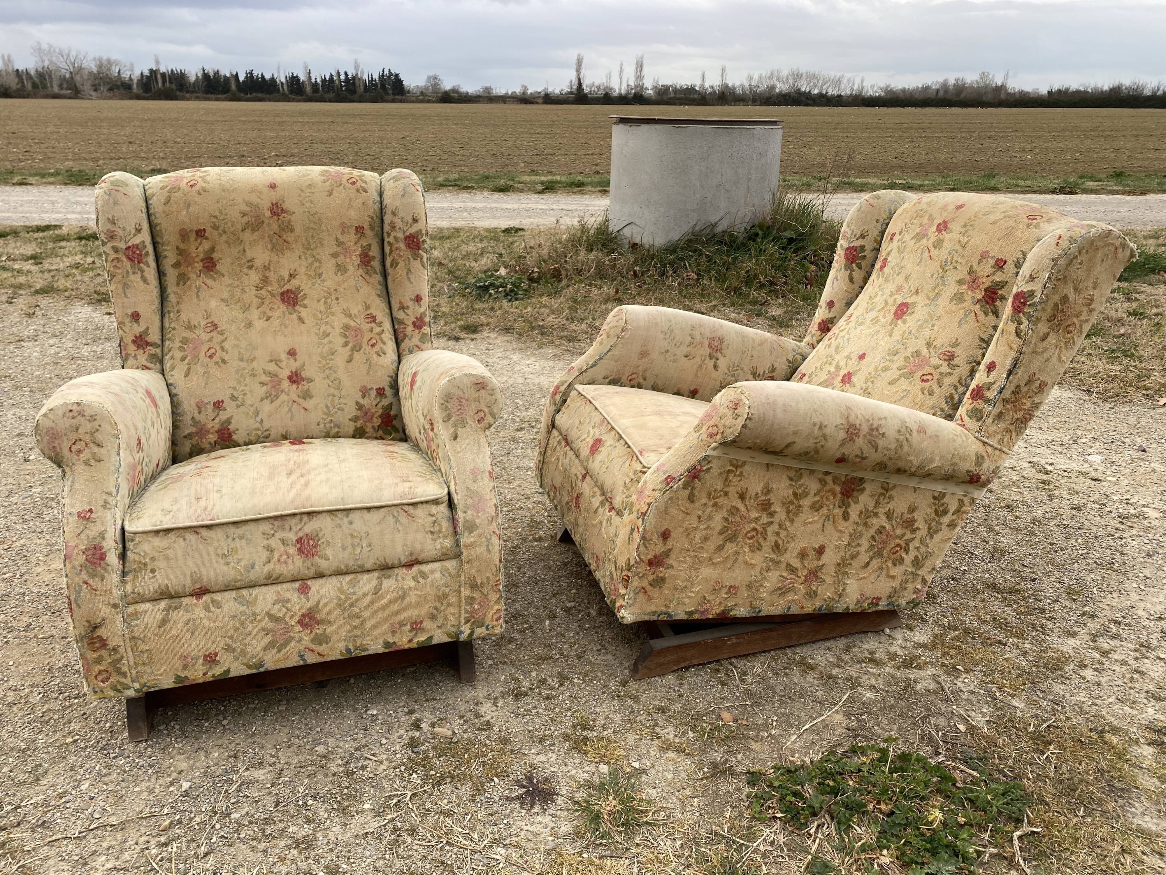 Pair of armchairs 1940 rocking-chair
