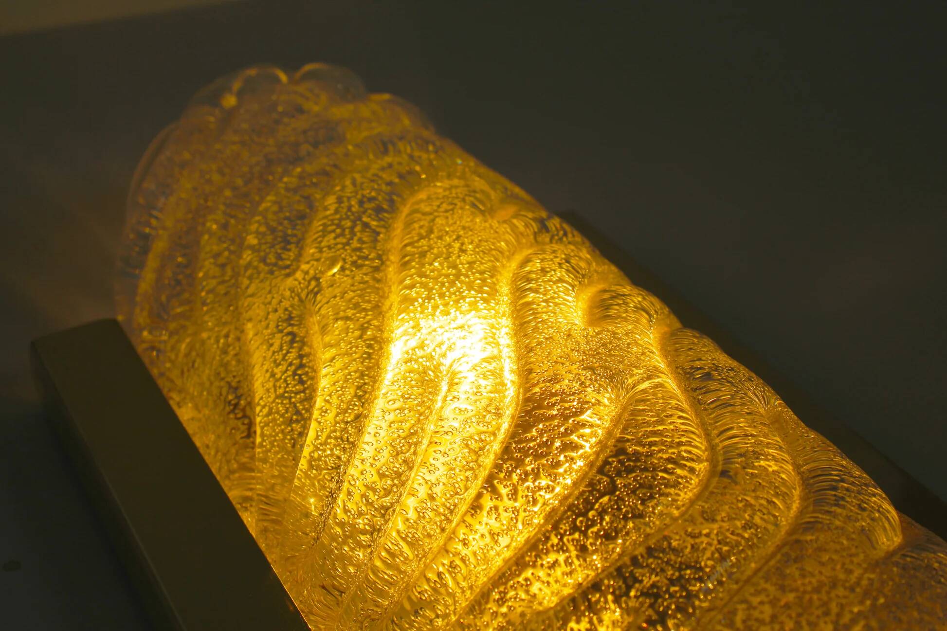 Pair of 70s wall lamps in glass and brass by Fischer Leuchten
