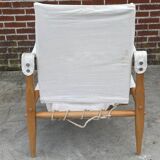 Fauteuil safari vintage 1960 Danemark avec toile design minimaliste