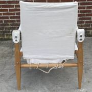 Fauteuil safari vintage 1960 Danemark avec toile design minimaliste