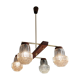 Vintage 60s rustic 4-light  wooden chandelier