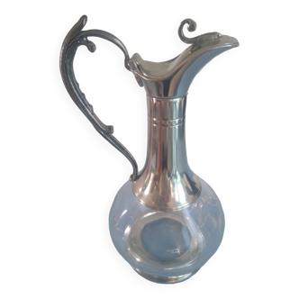 Carafe à décanter en étain et cristal