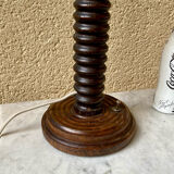 Vintage turned wooden lamp from the 1960s in the style of Charles Dudouyt.