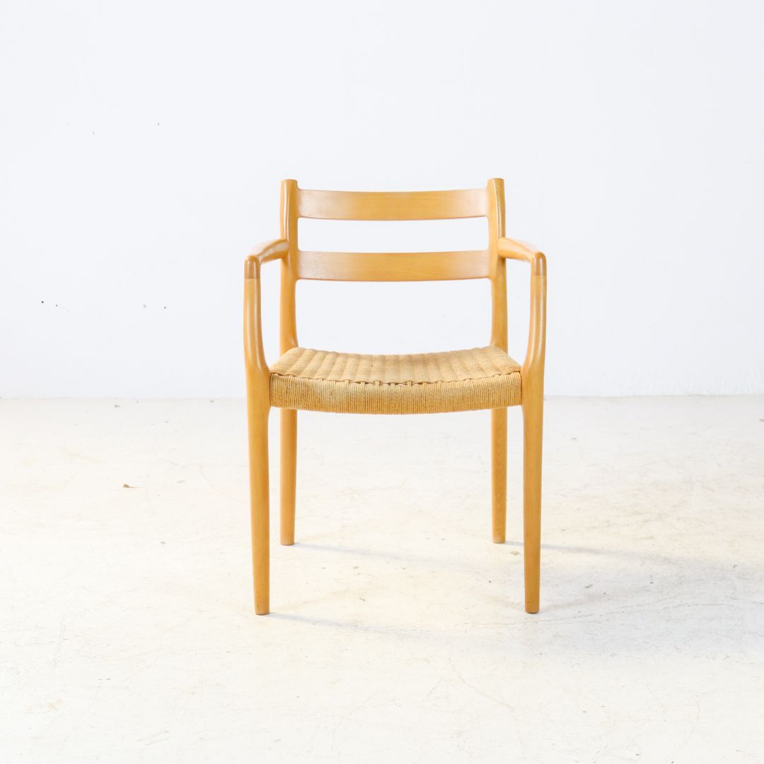 Oak Niels Møller model 67 papercord dining chair