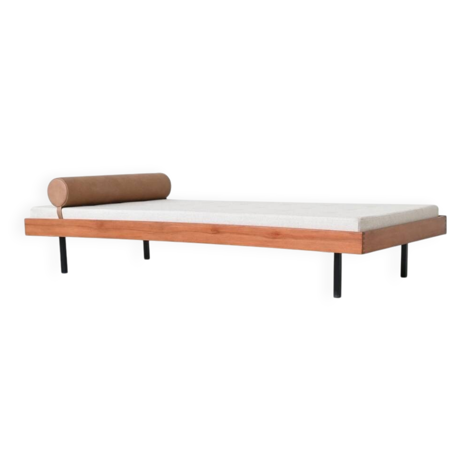 Lit de repos hollandais en teck, métal et laine, milieu du siècle, Pays-Bas, 1960