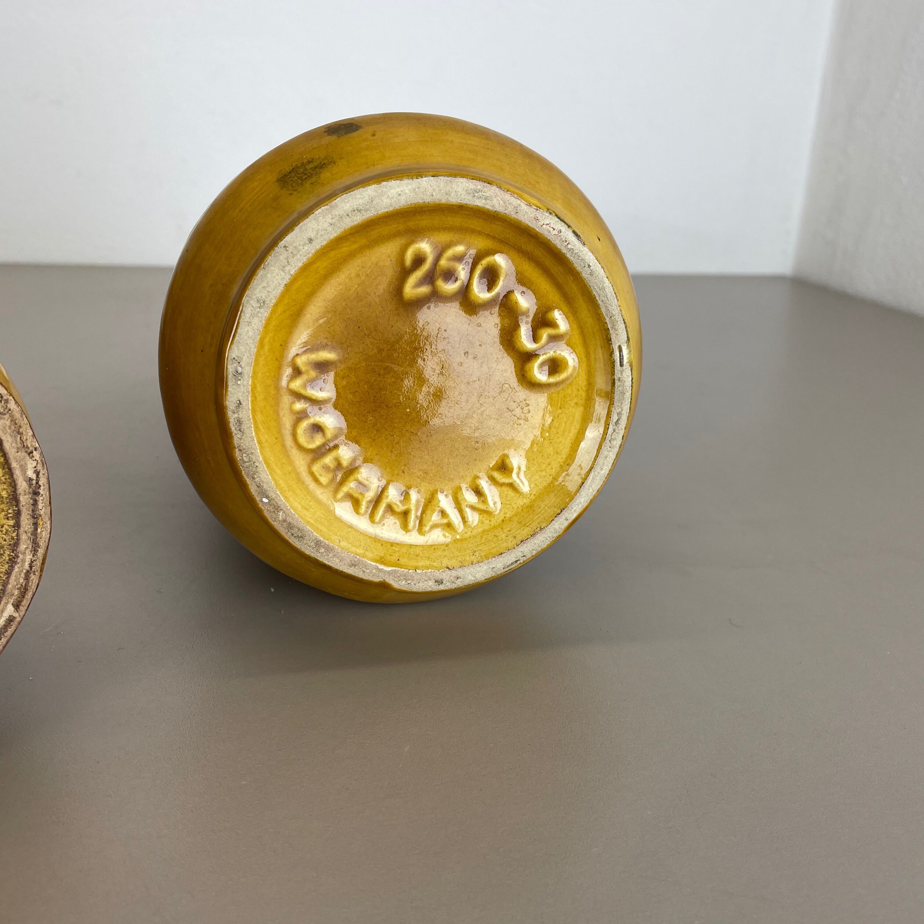 Set of two pottery fat lava vases "ochre" by scheurich, germany, 1970s