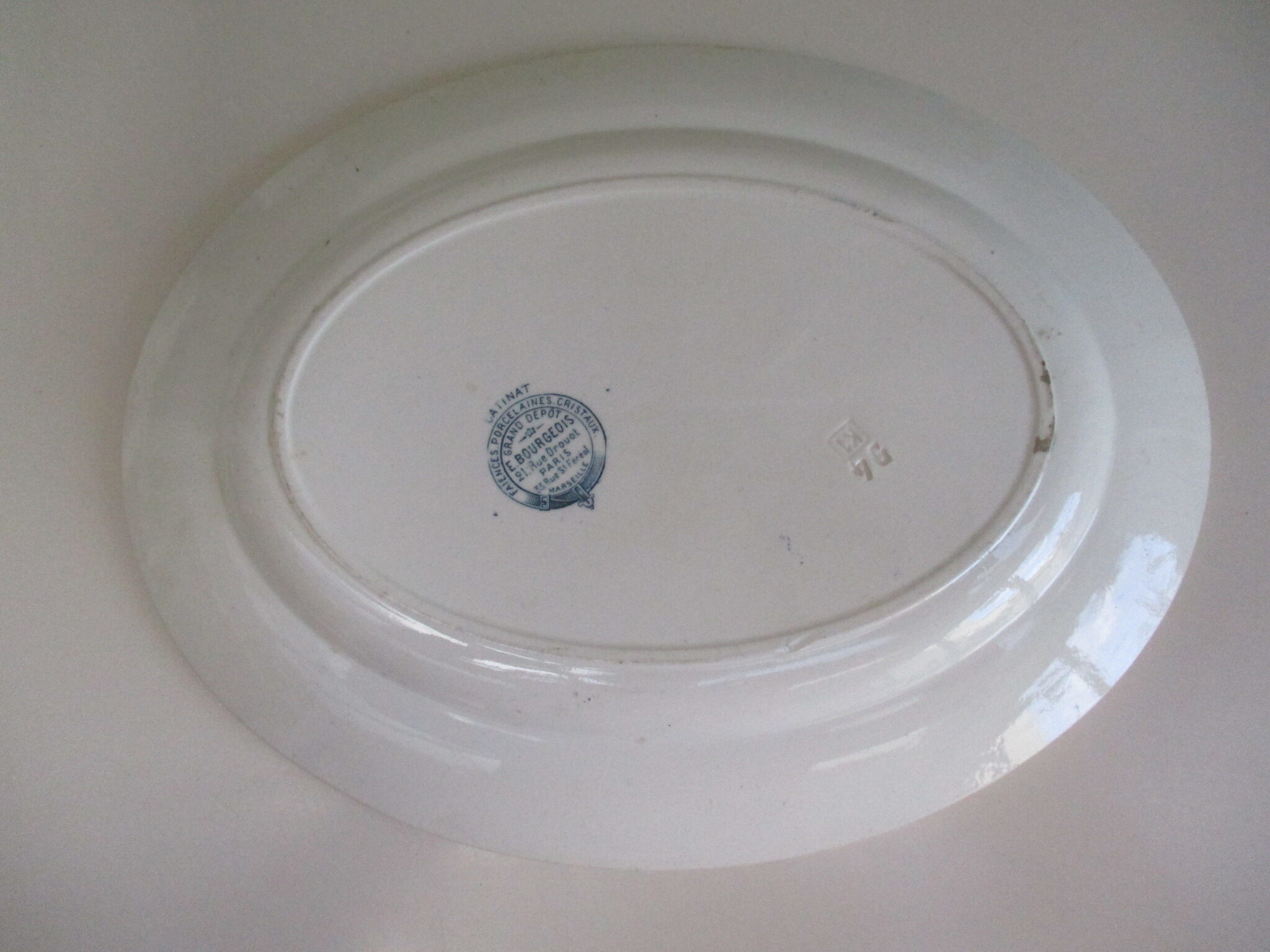 Old dish from “Grand Dépôt E Bourgeois crystal porcelain earthenware”