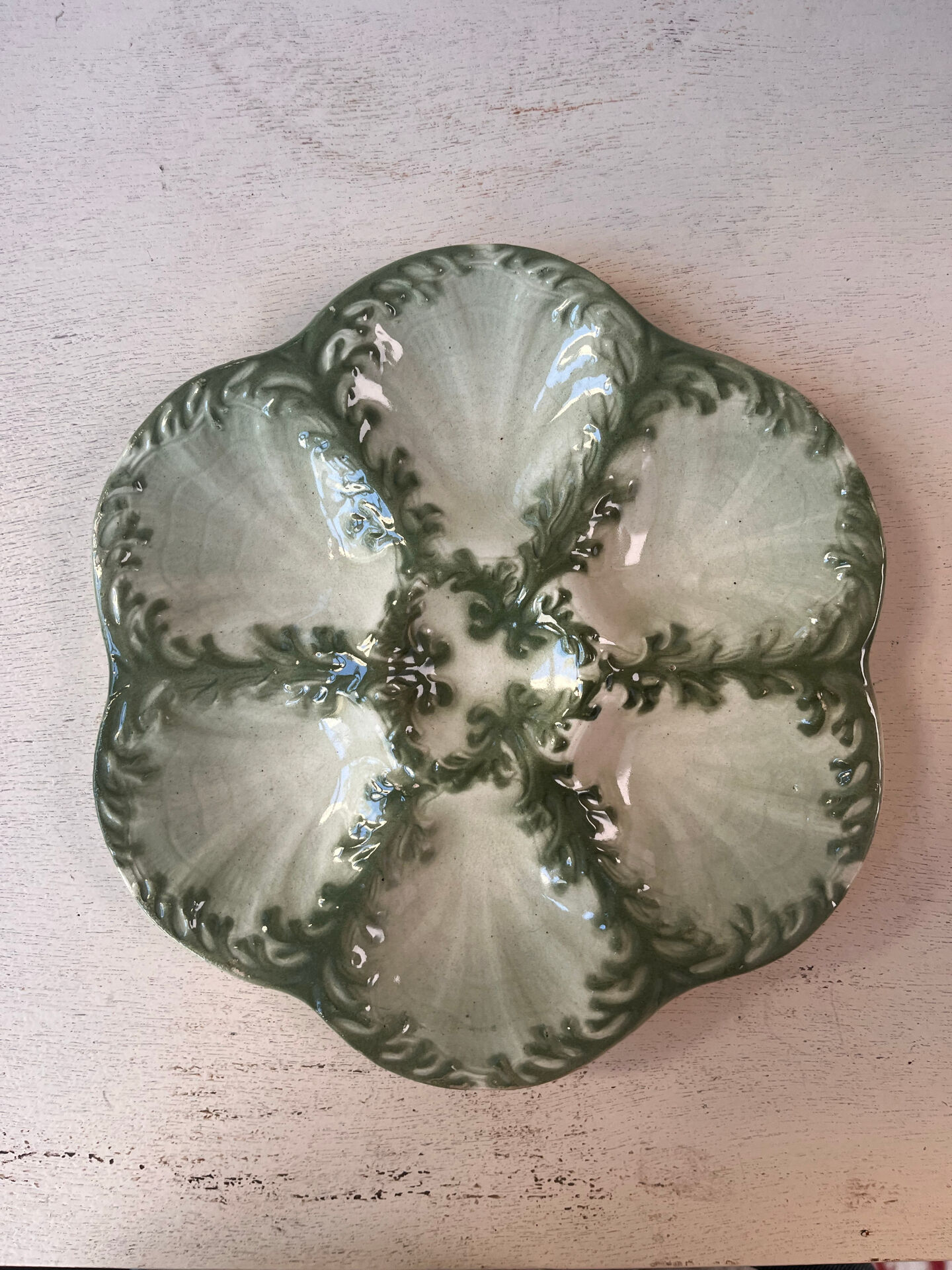 Majolica oyster plate St Clément Luneville