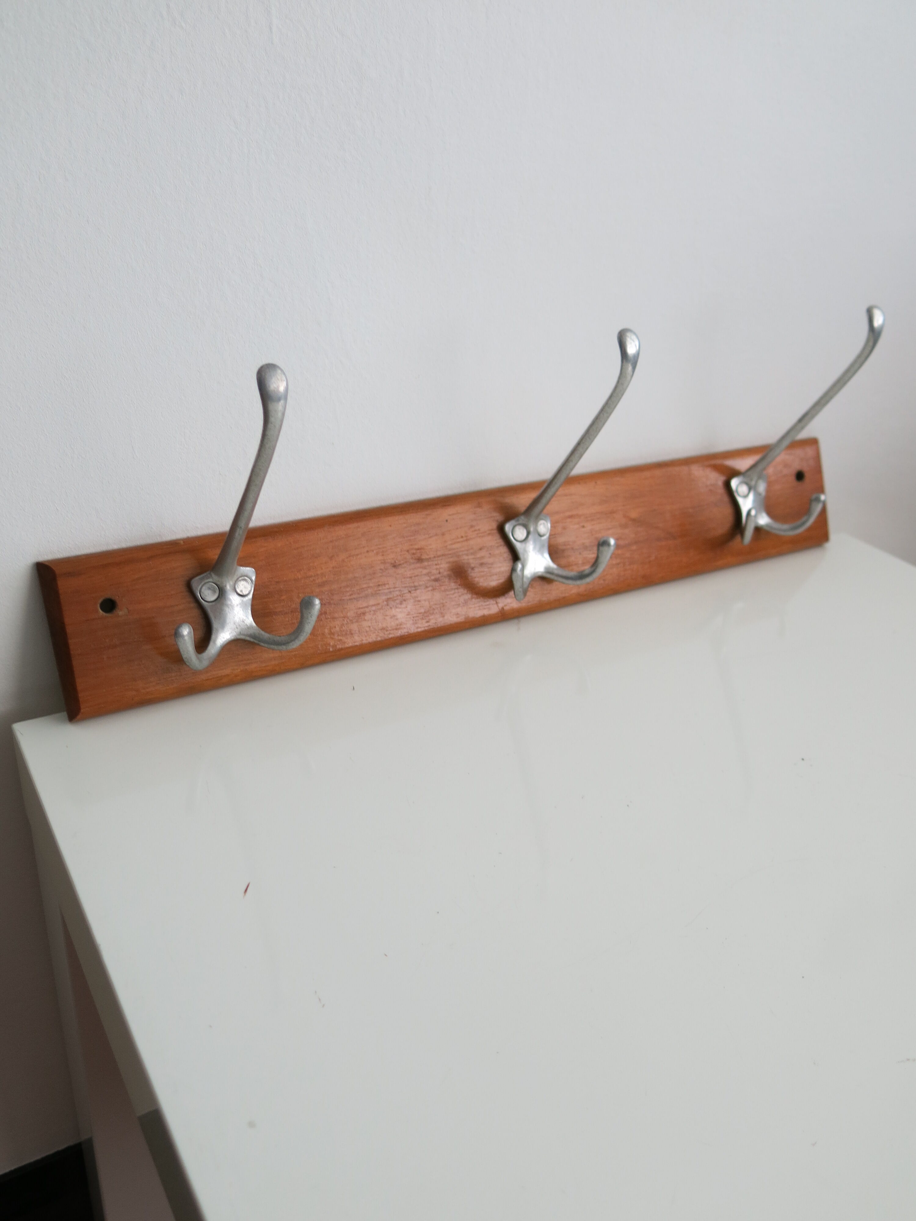 Vintage wall coat rack with three large hooks