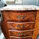 Commode chiffonnier style Louis xv marqueterie plateau marbre